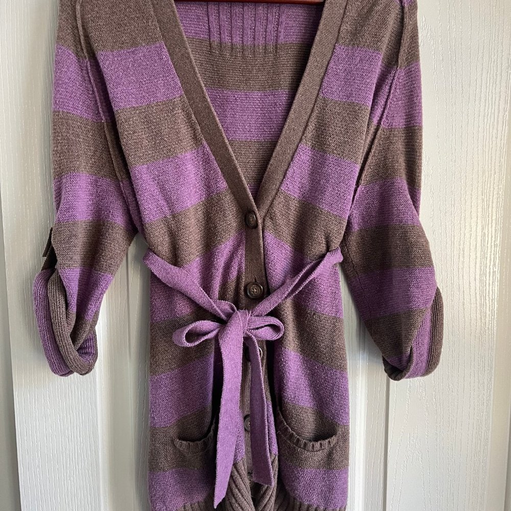 GAP Purple and Brown Striped Cardigan